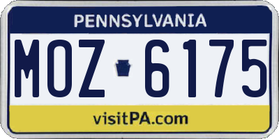 PA license plate MOZ6175