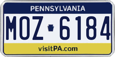 PA license plate MOZ6184