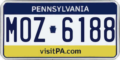 PA license plate MOZ6188