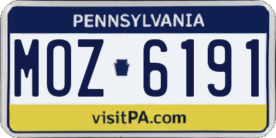 PA license plate MOZ6191