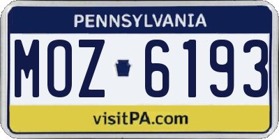 PA license plate MOZ6193