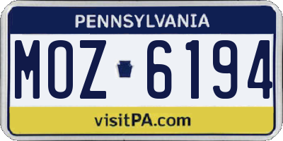 PA license plate MOZ6194