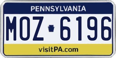 PA license plate MOZ6196