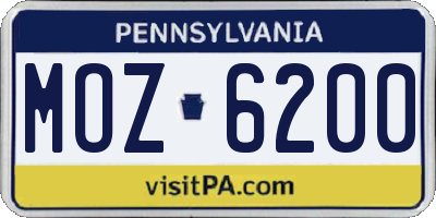 PA license plate MOZ6200