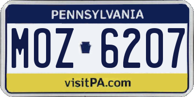 PA license plate MOZ6207
