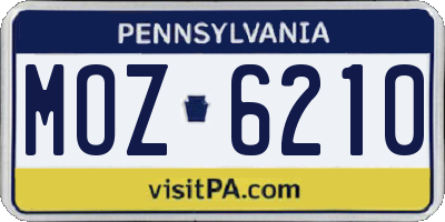 PA license plate MOZ6210