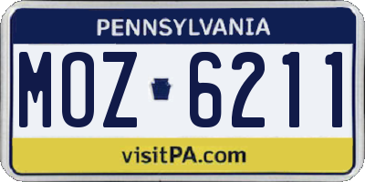PA license plate MOZ6211