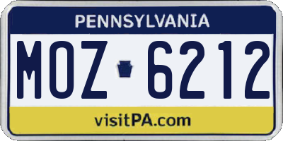 PA license plate MOZ6212
