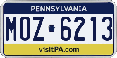 PA license plate MOZ6213
