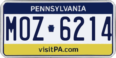 PA license plate MOZ6214