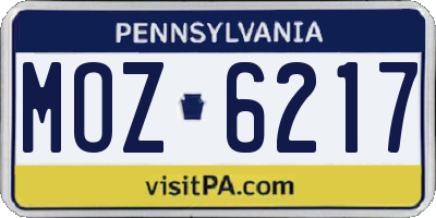 PA license plate MOZ6217