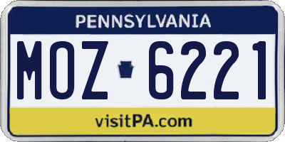 PA license plate MOZ6221