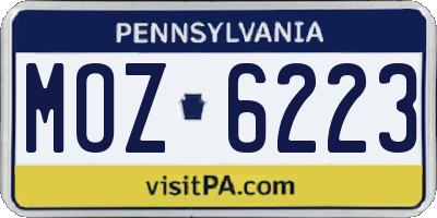 PA license plate MOZ6223