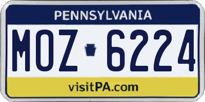 PA license plate MOZ6224