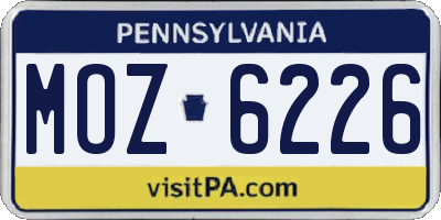 PA license plate MOZ6226