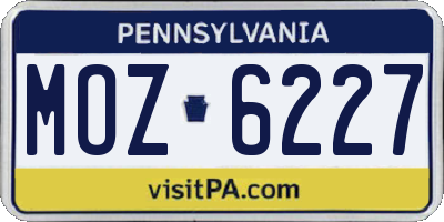 PA license plate MOZ6227