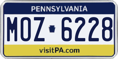 PA license plate MOZ6228