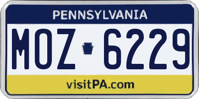 PA license plate MOZ6229