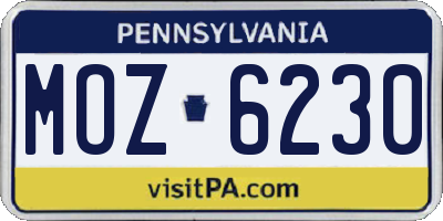PA license plate MOZ6230