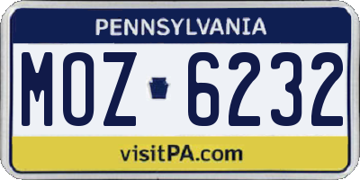 PA license plate MOZ6232