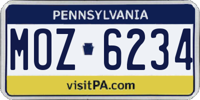 PA license plate MOZ6234