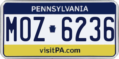PA license plate MOZ6236