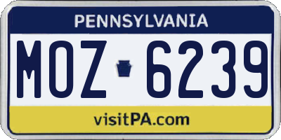 PA license plate MOZ6239