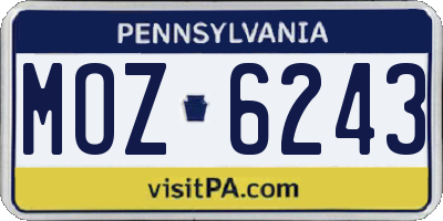 PA license plate MOZ6243