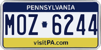 PA license plate MOZ6244