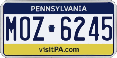 PA license plate MOZ6245