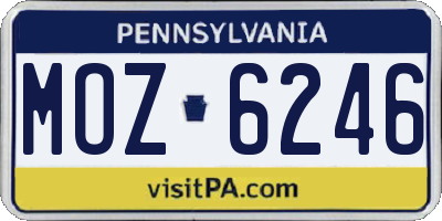 PA license plate MOZ6246