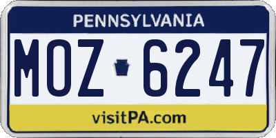PA license plate MOZ6247