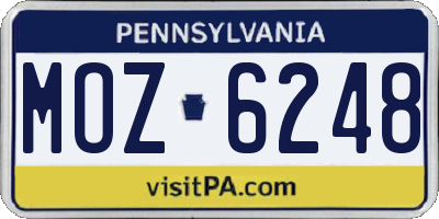 PA license plate MOZ6248