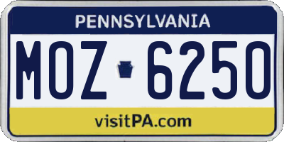 PA license plate MOZ6250