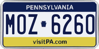 PA license plate MOZ6260