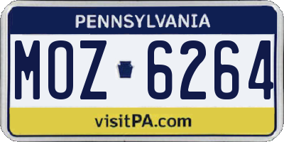 PA license plate MOZ6264