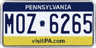 PA license plate MOZ6265