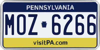 PA license plate MOZ6266
