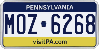 PA license plate MOZ6268