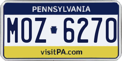 PA license plate MOZ6270