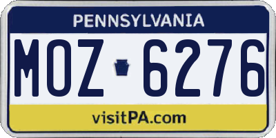 PA license plate MOZ6276