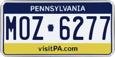 PA license plate MOZ6277