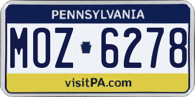 PA license plate MOZ6278