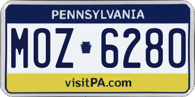 PA license plate MOZ6280