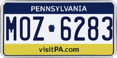 PA license plate MOZ6283