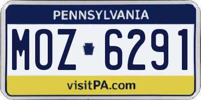 PA license plate MOZ6291