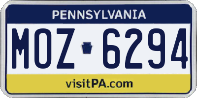 PA license plate MOZ6294