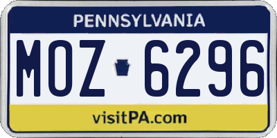 PA license plate MOZ6296