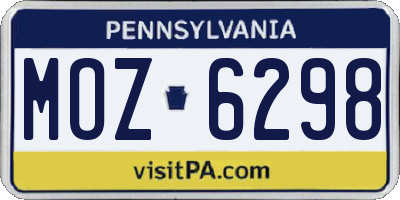 PA license plate MOZ6298