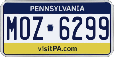 PA license plate MOZ6299